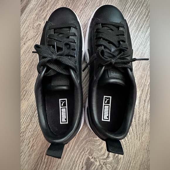 PUMA 👟 Mayze Black Leather Platform US Women’s Size 10 - Picture 8 of 14